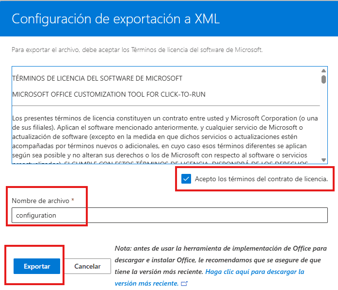 Guardar configuration.xml en la carpeta del Escritorio