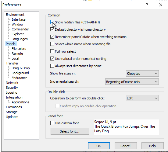 Cómo mostrar archivos ocultos en CyberArk usando WinSCP