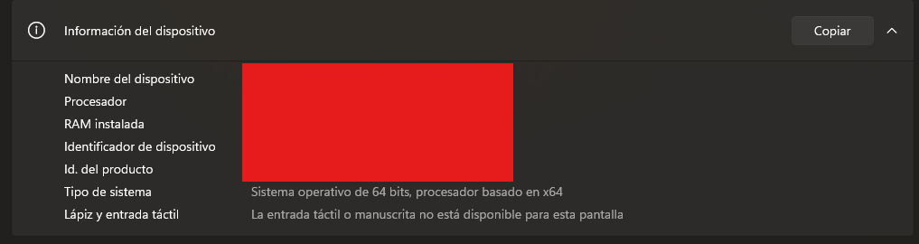 Pantalla Acerca de tu PC mostrando Tipo de sistema